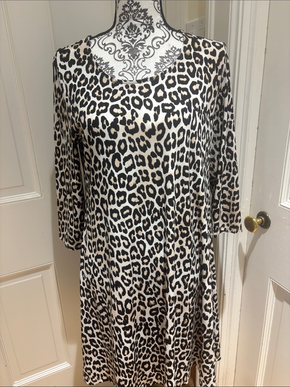 Chico’s Leopard Print Swing Dress - Black and Cream size 0 XS